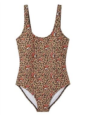 Buc-ee's Women's Leopard Print Scoop Neck One-Piece Swimsuit Medium